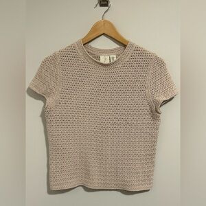 100% Cotton Joie Crochet Tee, Size XS, Cream